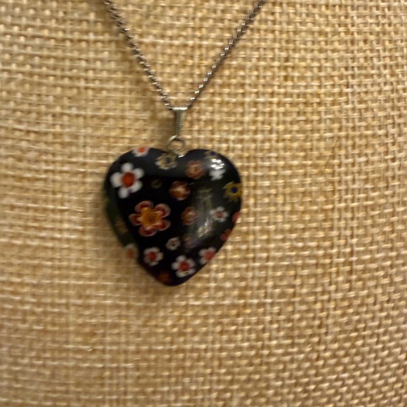 Authentic Dior chain with Unbranded Black Floral Heart Pendant - Picture 2 of 9